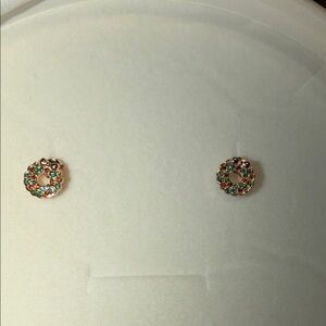 Elegant Green and Gold Stud Earrings